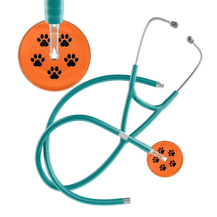 Black Paw Print Dark Background Cardiology Stethoscope