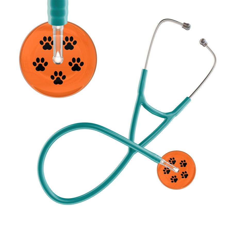 Black Paw Print Dark Background Cardiology Stethoscope