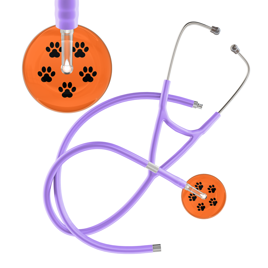 Black Paw Print Dark Background Cardiology Stethoscope
