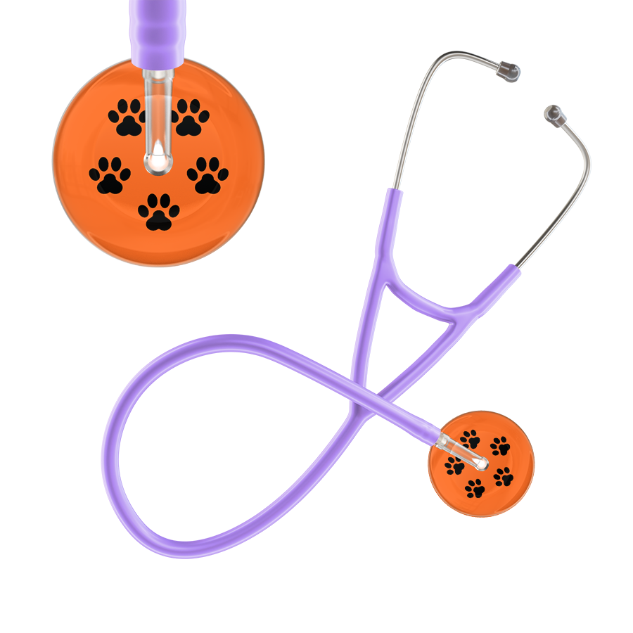 Black Paw Print Dark Background Cardiology Stethoscope