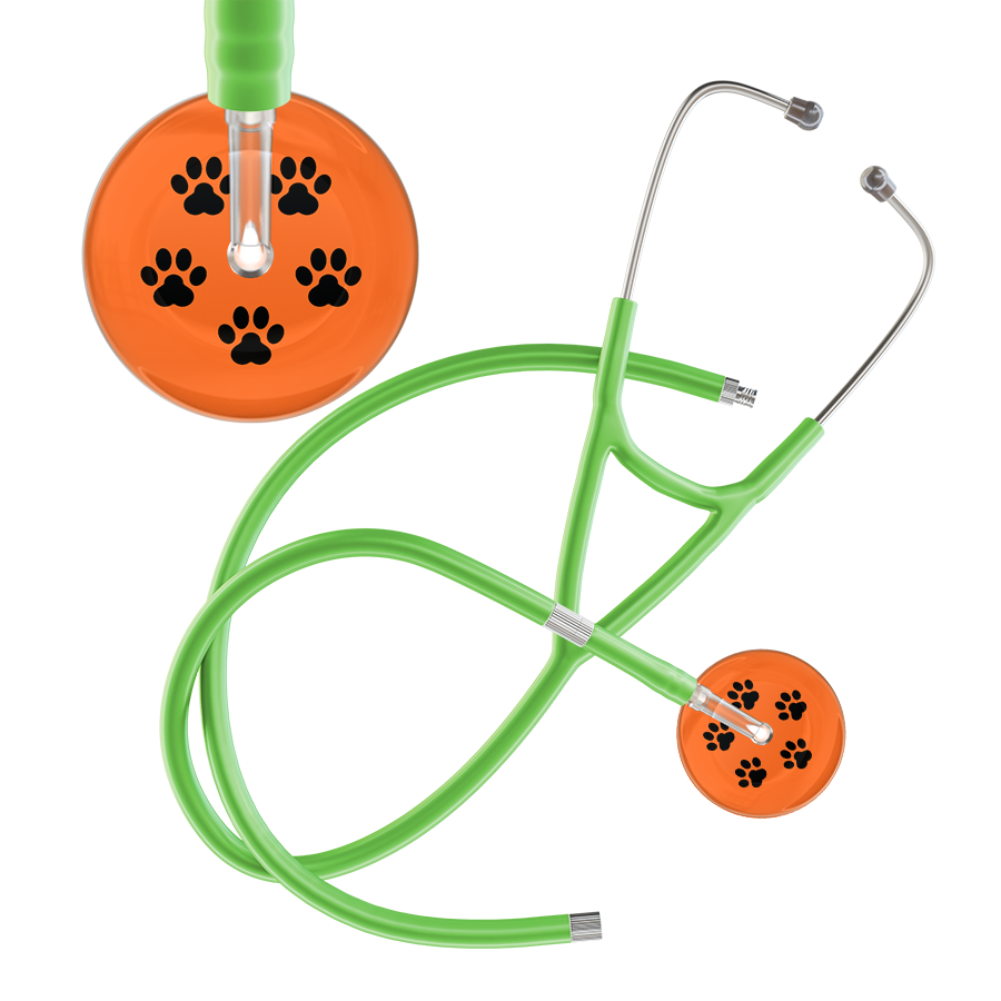Black Paw Print Dark Background Cardiology Stethoscope