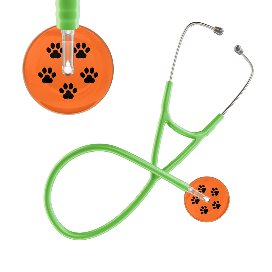Black Paw Print Dark Background Cardiology Stethoscope