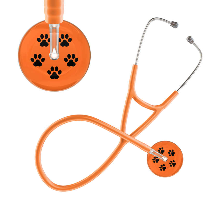 Black Paw Print Dark Background Cardiology Stethoscope