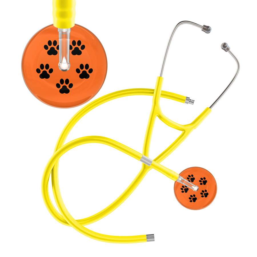 Black Paw Print Dark Background Cardiology Stethoscope