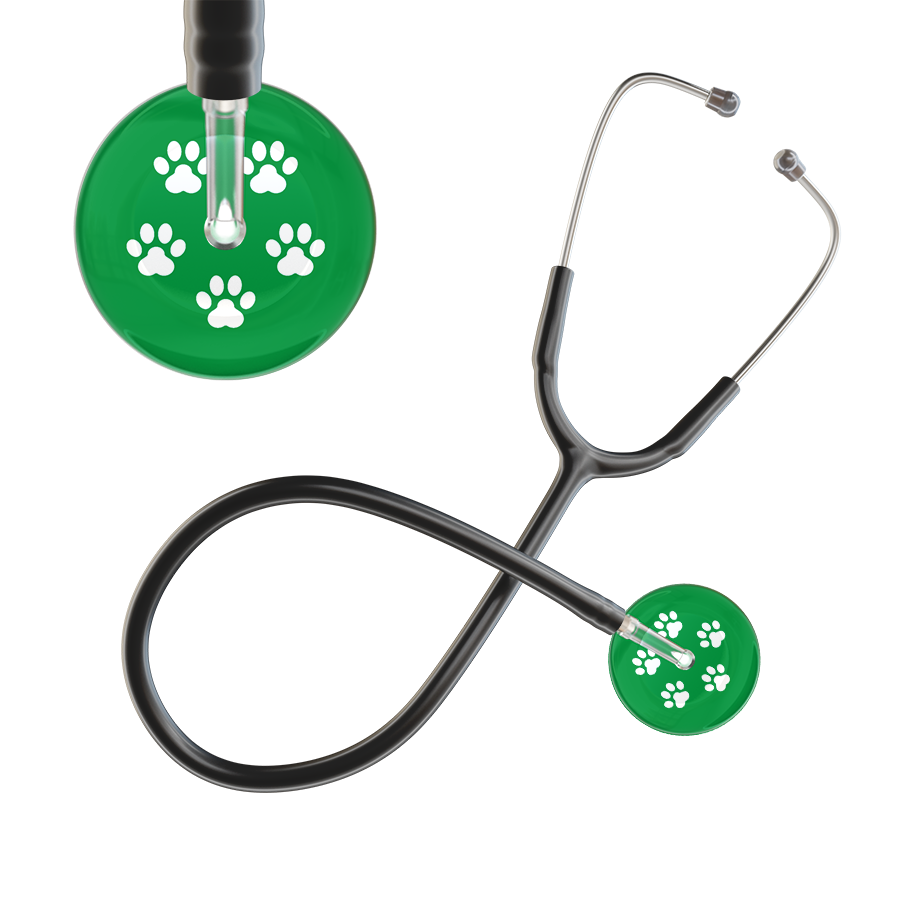 White Paw Print Dark Background Stethoscope