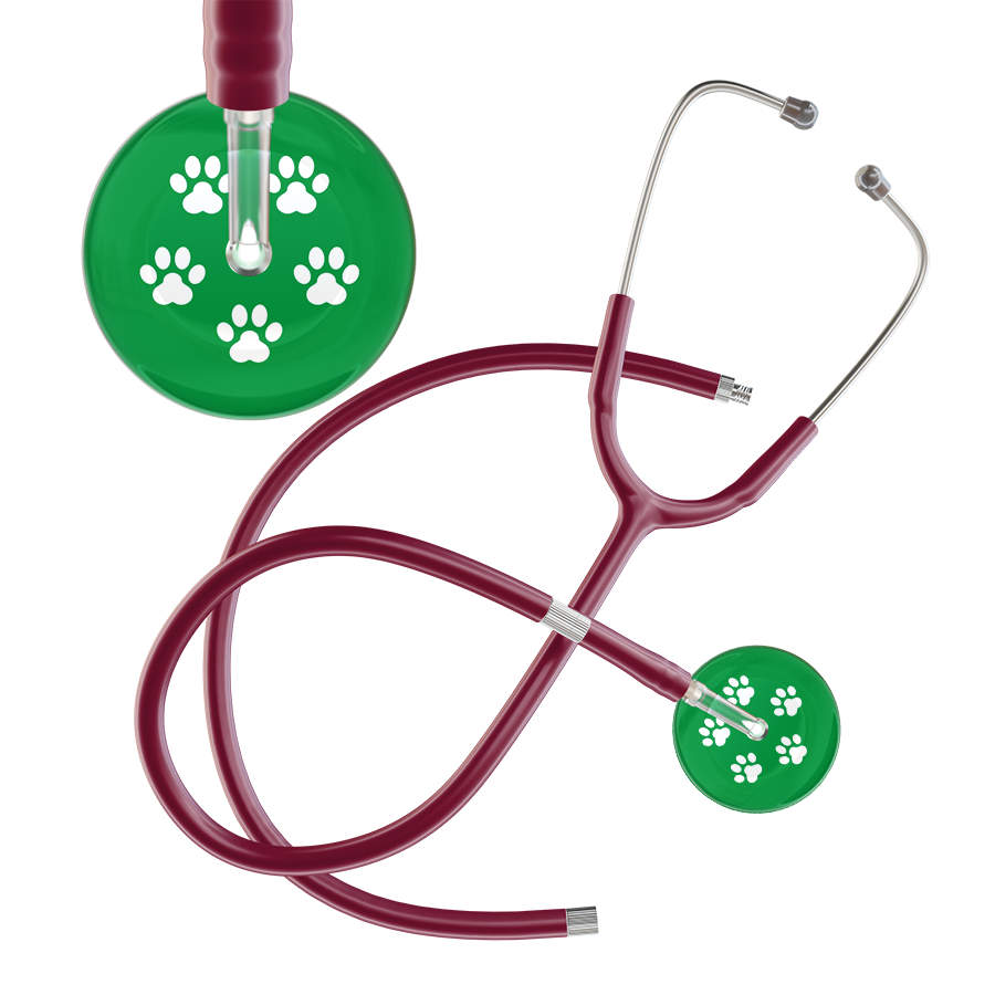 White Paw Print Dark Background Stethoscope