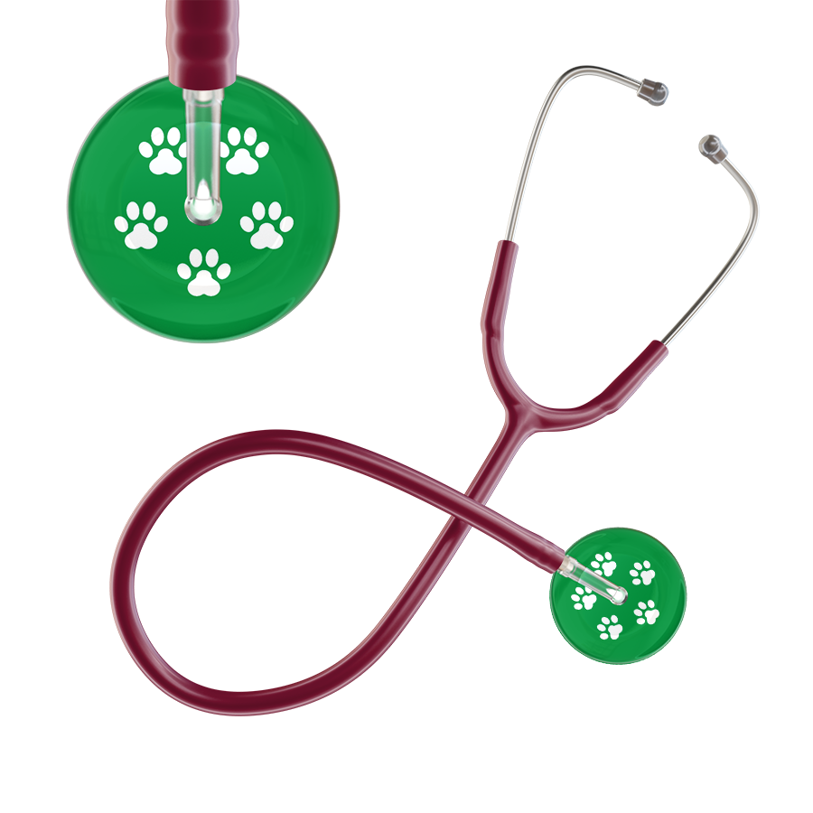 White Paw Print Dark Background Stethoscope