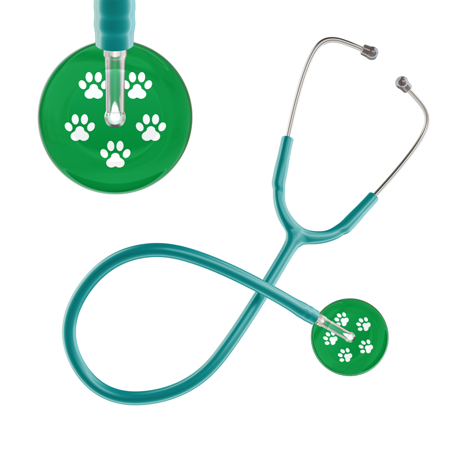 White Paw Print Dark Background Stethoscope