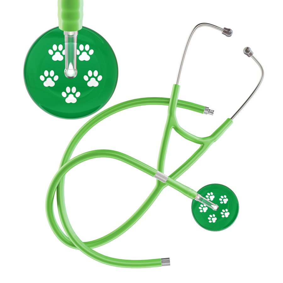 White Paw Print Dark Background Cardiology Stethoscope