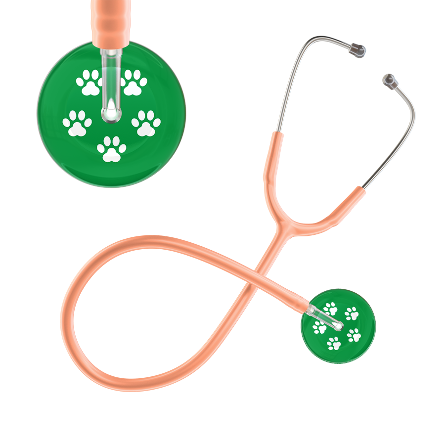 White Paw Print Dark Background Stethoscope