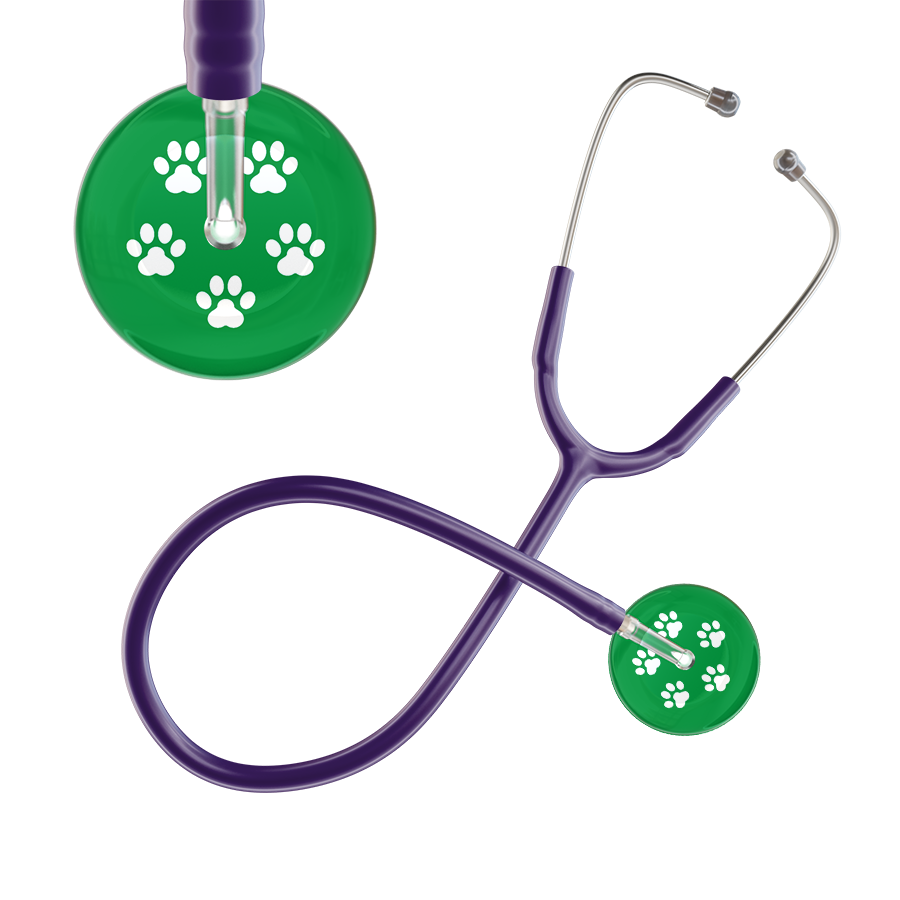 White Paw Print Dark Background Stethoscope