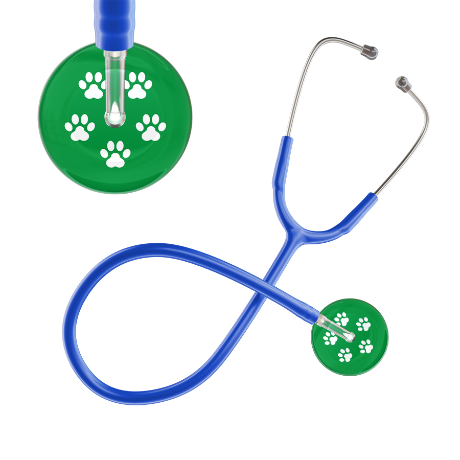White Paw Print Dark Background Stethoscope