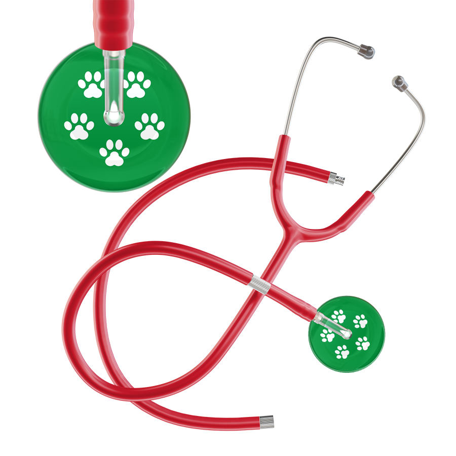 White Paw Print Dark Background Stethoscope