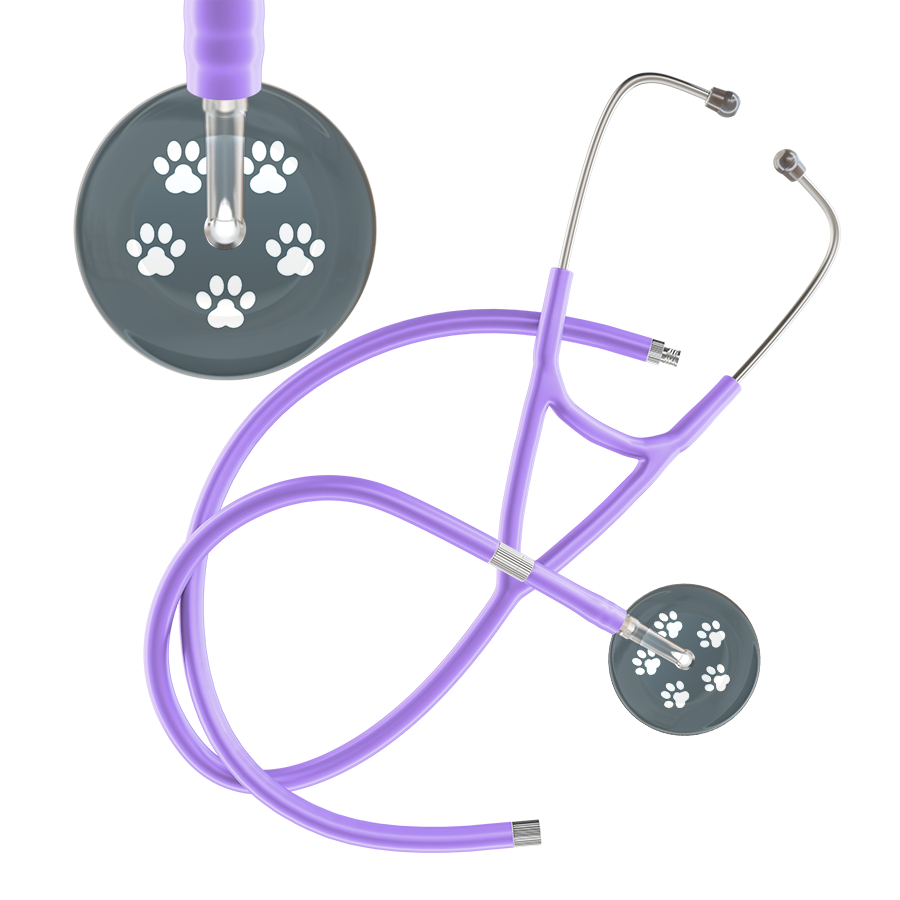 White Paw Print Dark Background Cardiology Stethoscope