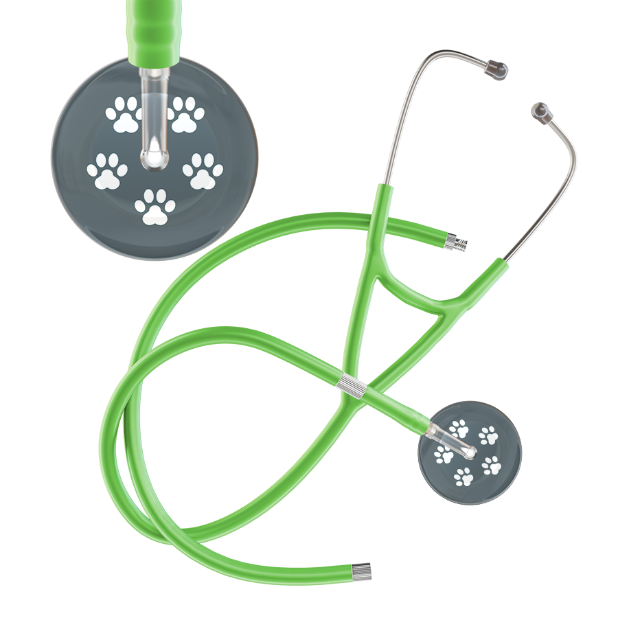 White Paw Print Dark Background Cardiology Stethoscope