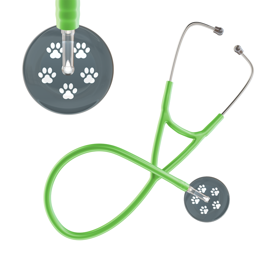 White Paw Print Dark Background Cardiology Stethoscope