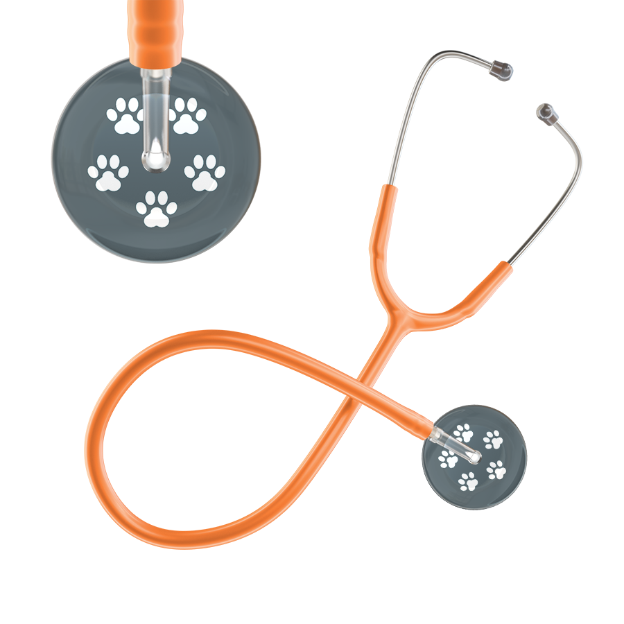 White Paw Print Dark Background Stethoscope
