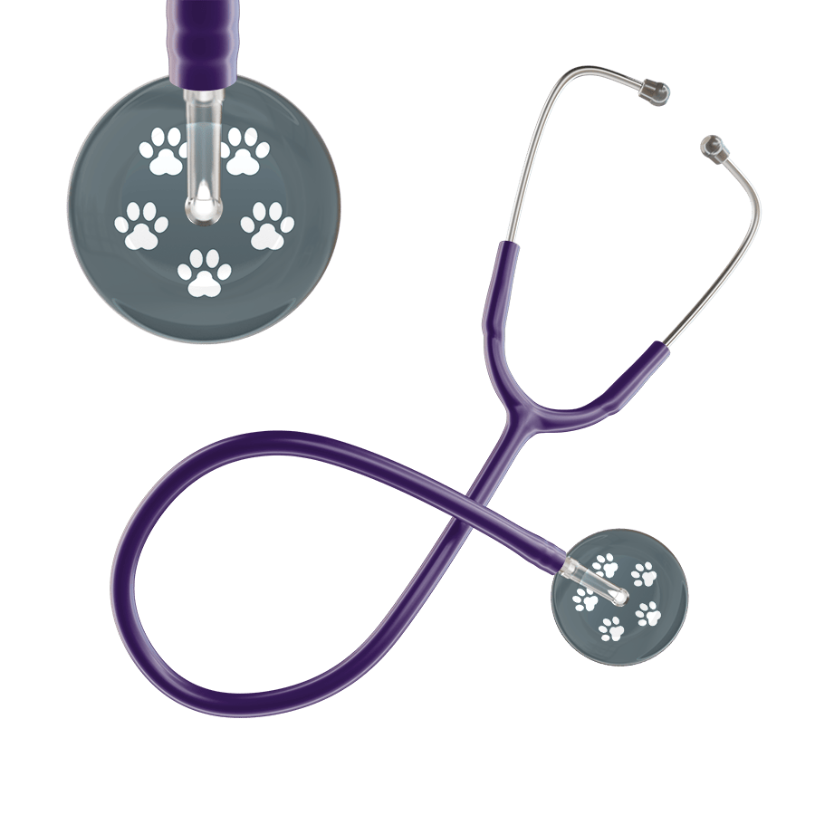 Ultrascope Single Stethoscope White Paw Granite Background / Adult / Purple White Paw Print Dark Background Stethoscope