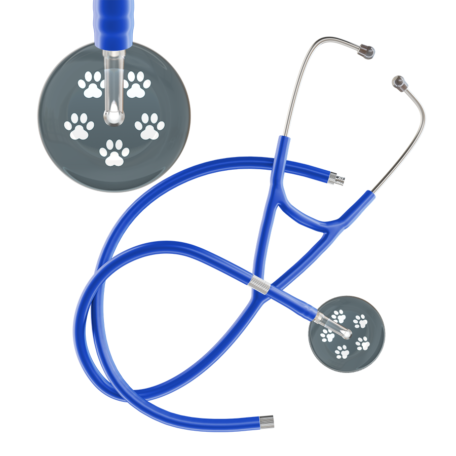 White Paw Print Dark Background Cardiology Stethoscope