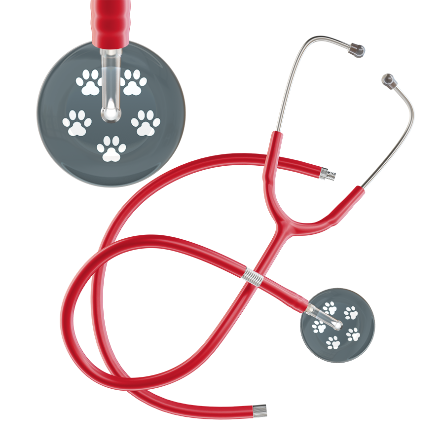White Paw Print Dark Background Stethoscope