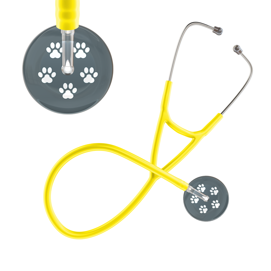 White Paw Print Dark Background Cardiology Stethoscope