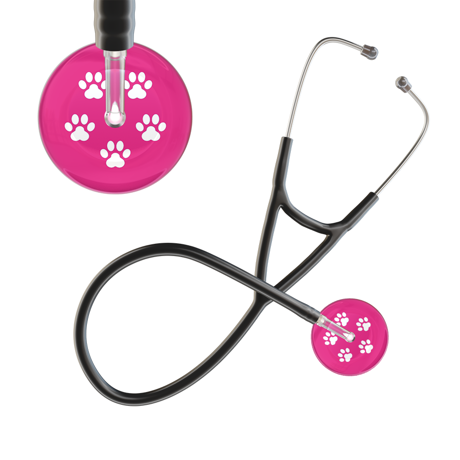 White Paw Print Light Background Cardiology Stethoscope