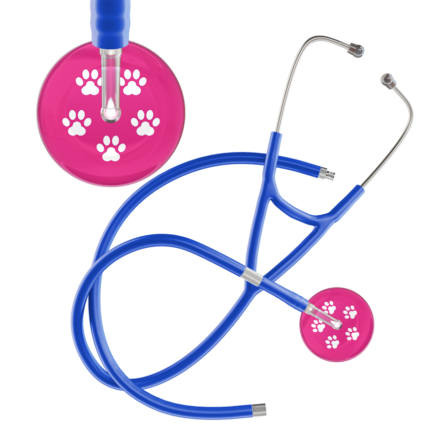 White Paw Print Light Background Cardiology Stethoscope
