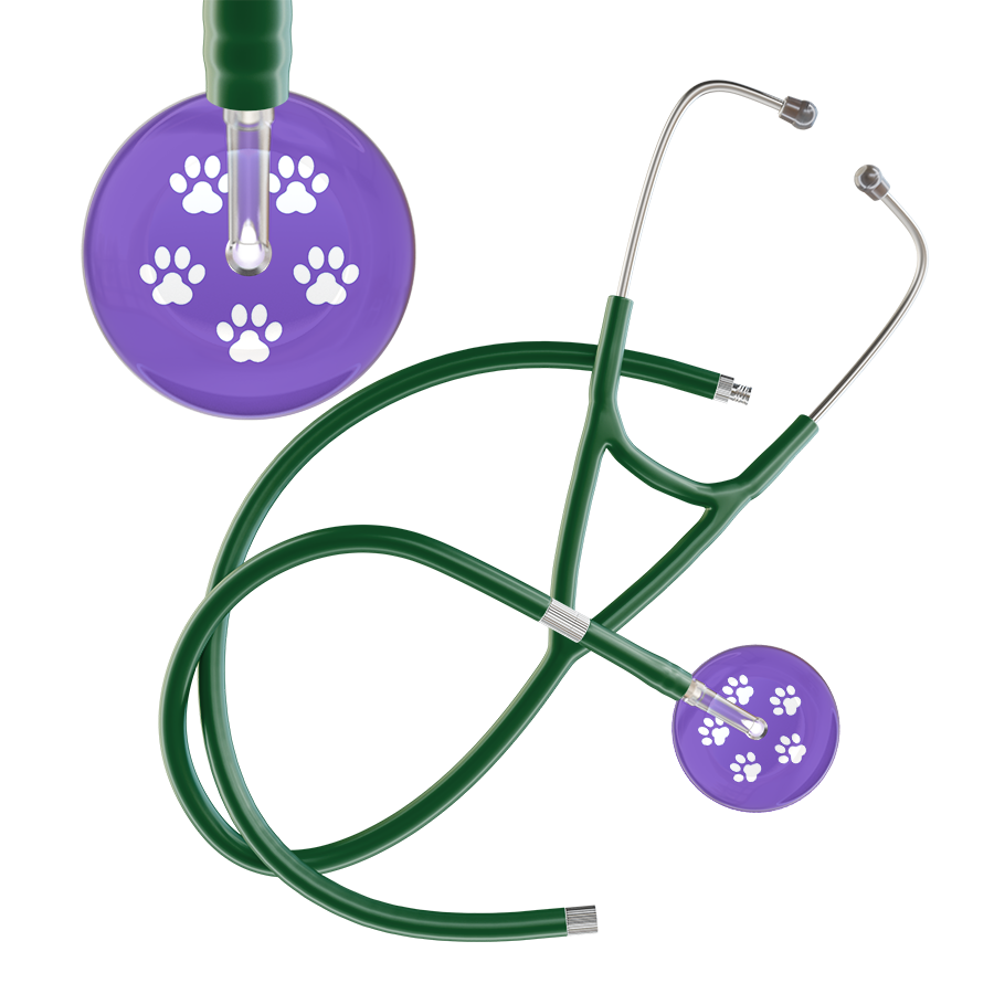 White Paw Print Light Background Cardiology Stethoscope