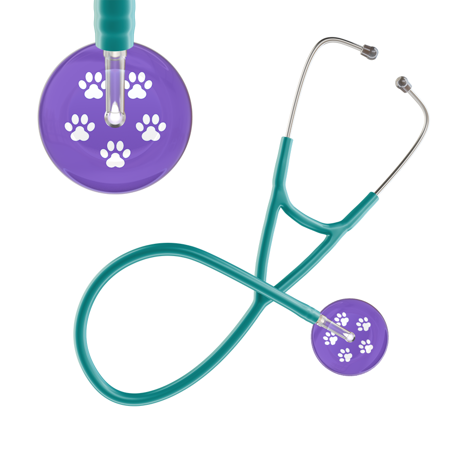 White Paw Print Light Background Cardiology Stethoscope