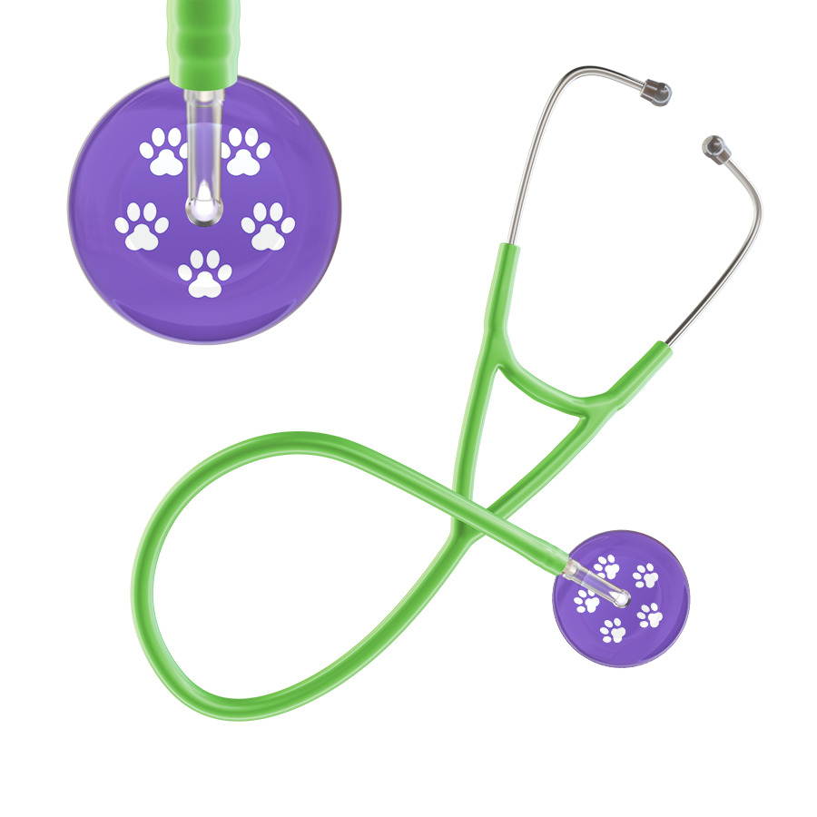White Paw Print Light Background Cardiology Stethoscope