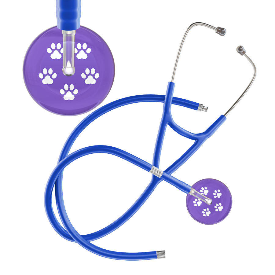 White Paw Print Light Background Cardiology Stethoscope