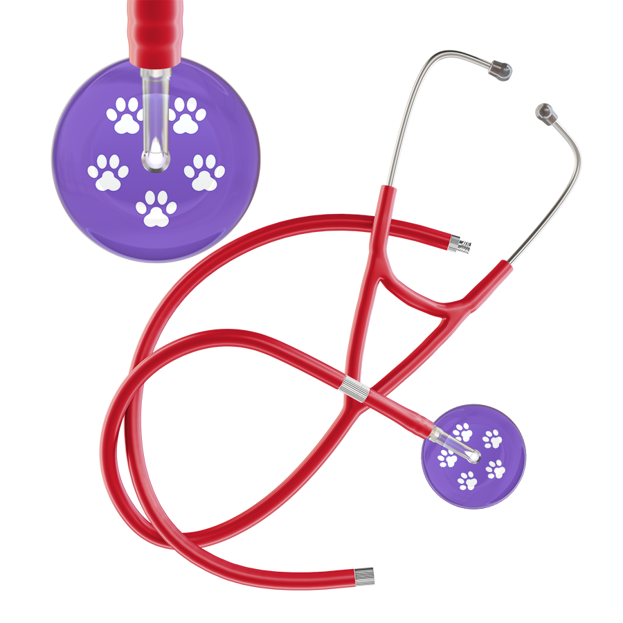 White Paw Print Light Background Cardiology Stethoscope