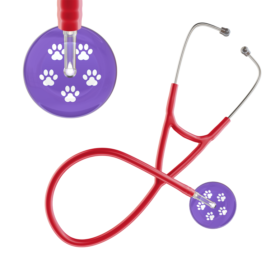 White Paw Print Light Background Cardiology Stethoscope