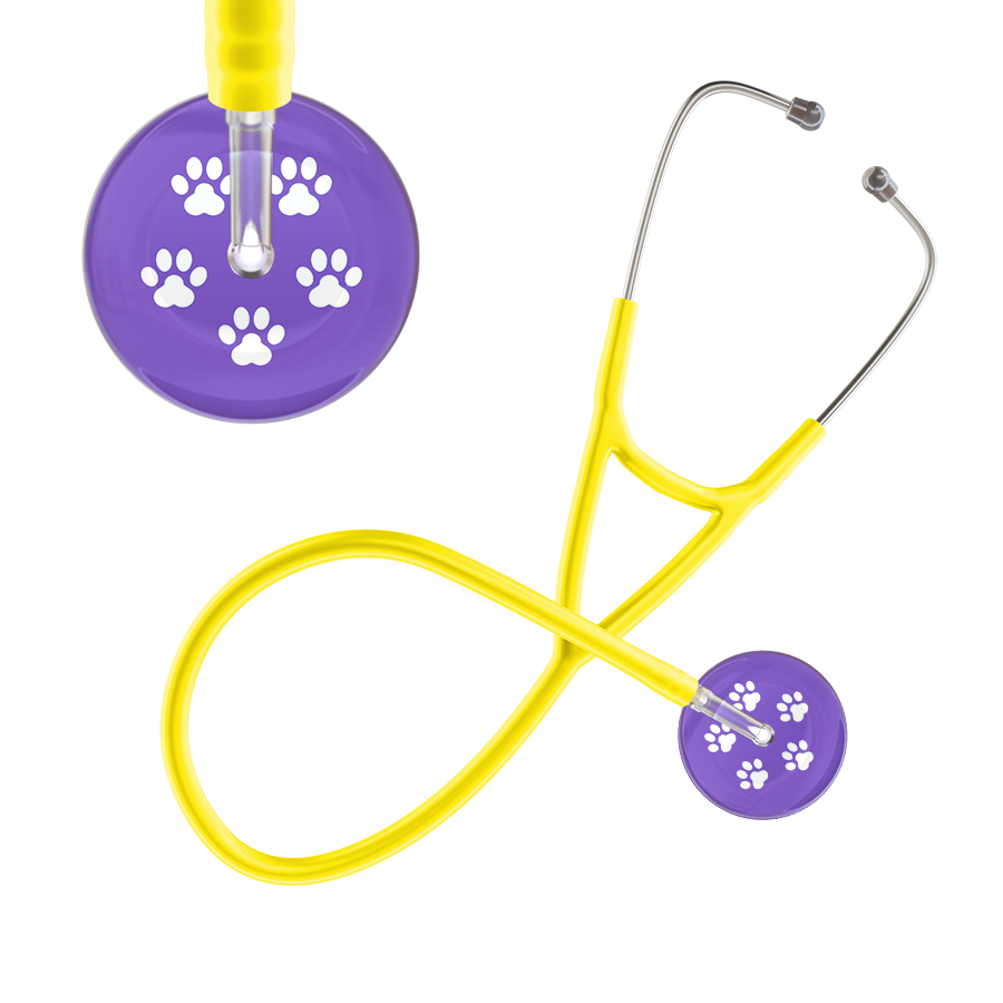 White Paw Print Light Background Cardiology Stethoscope