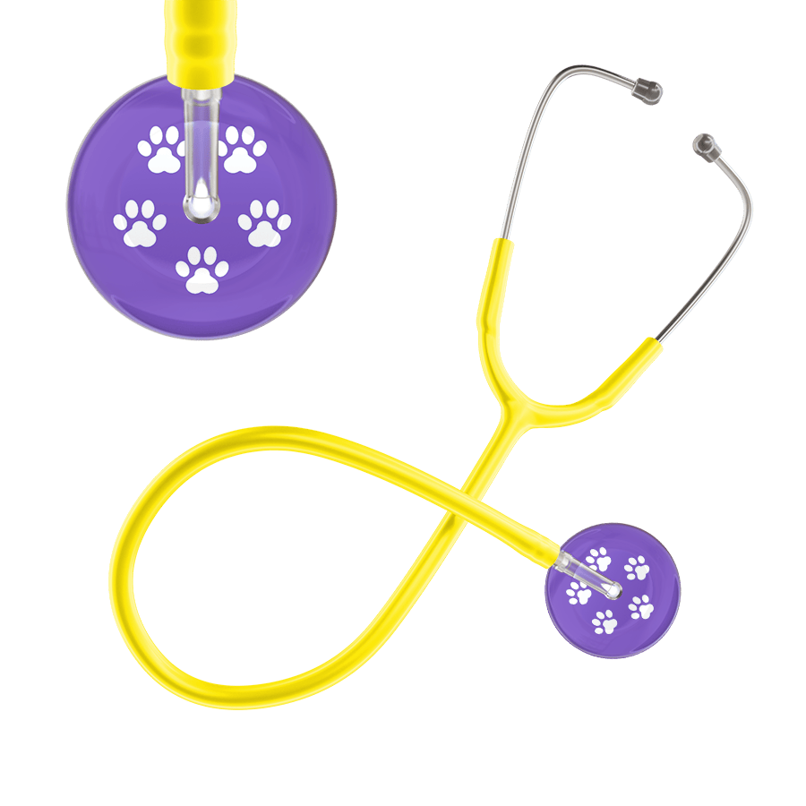 Ultrascope Single Stethoscope White Paw Lavender Background / Adult / Yellow White Paw Print Light Background Stethoscope