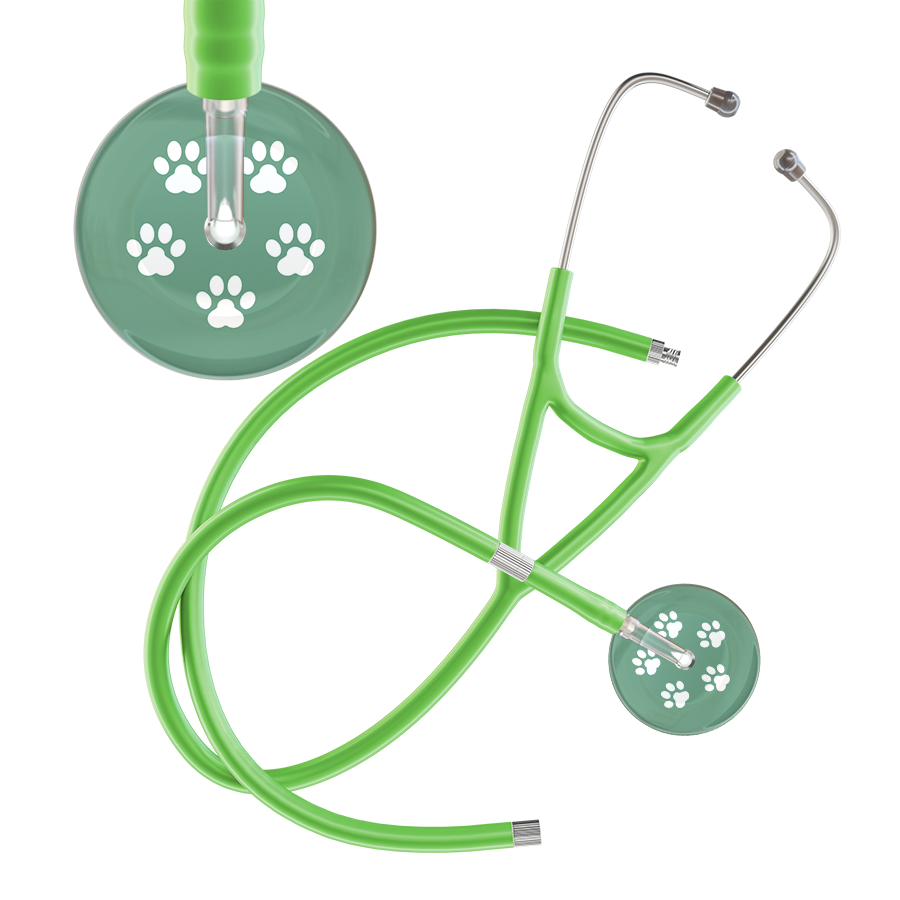 White Paw Print Light Background Cardiology Stethoscope