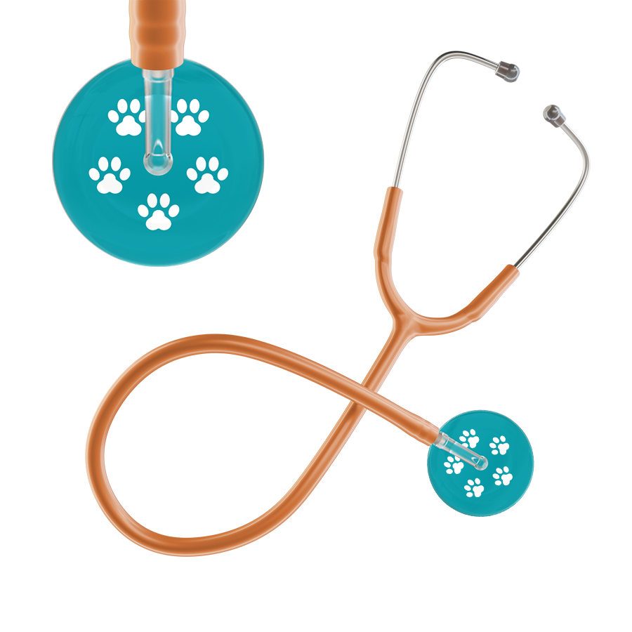 White Paw Print Dark Background Stethoscope