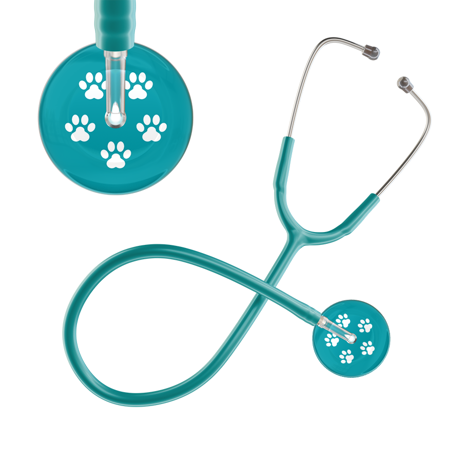 White Paw Print Dark Background Stethoscope