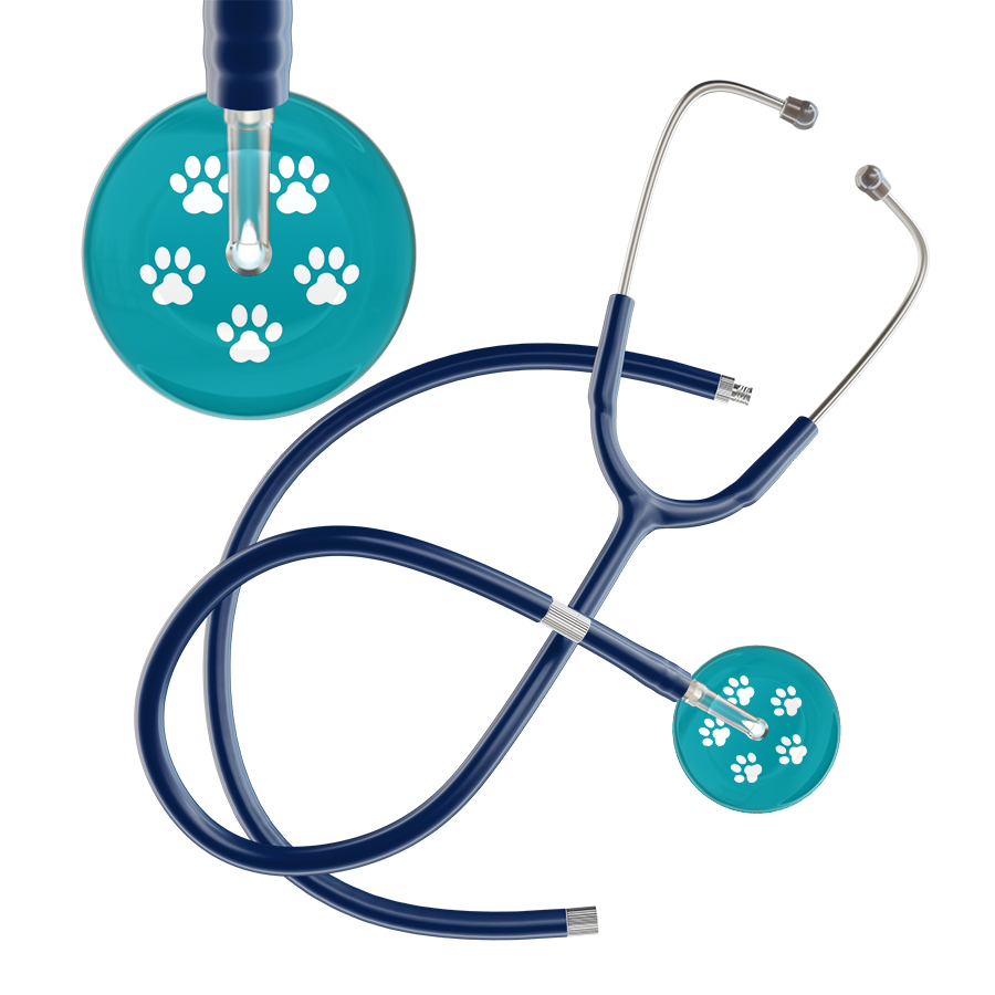 White Paw Print Dark Background Stethoscope