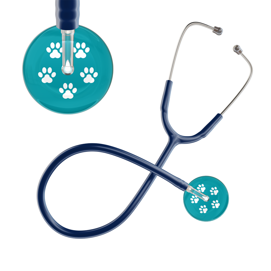 White Paw Print Dark Background Stethoscope