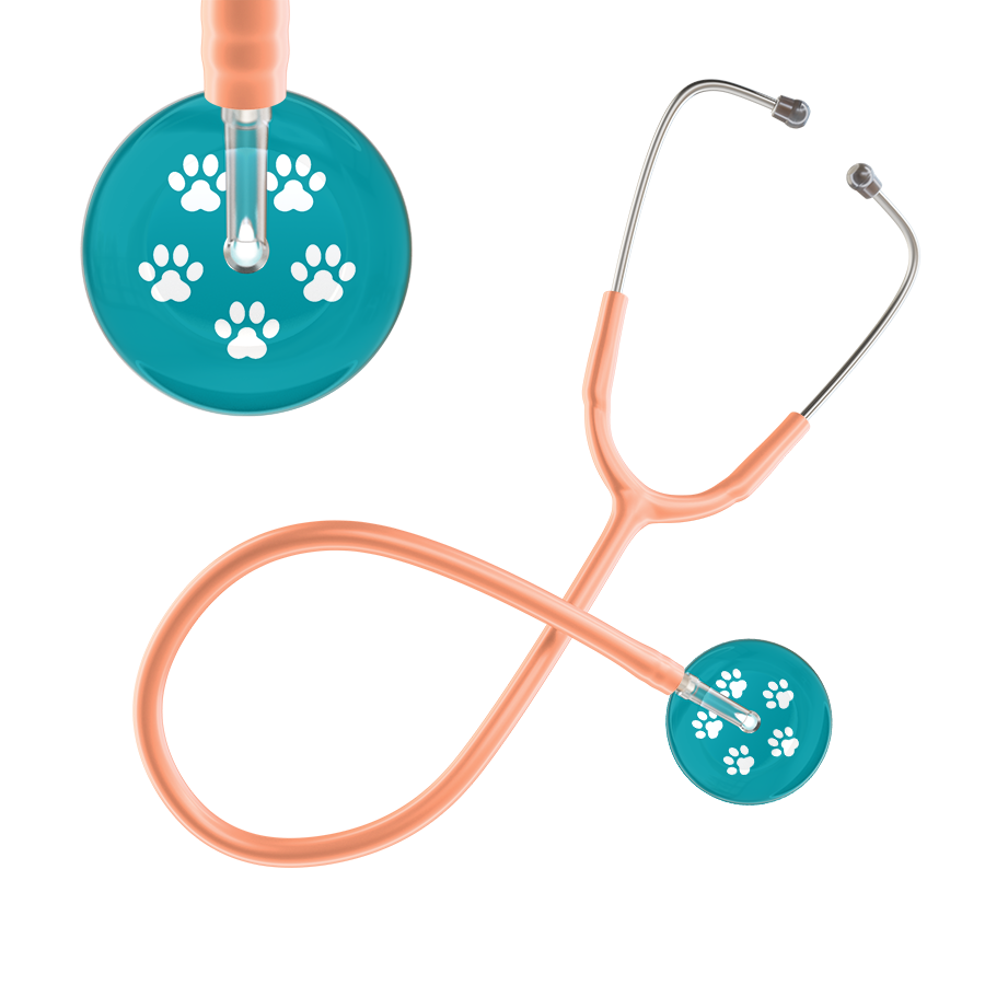 White Paw Print Dark Background Stethoscope