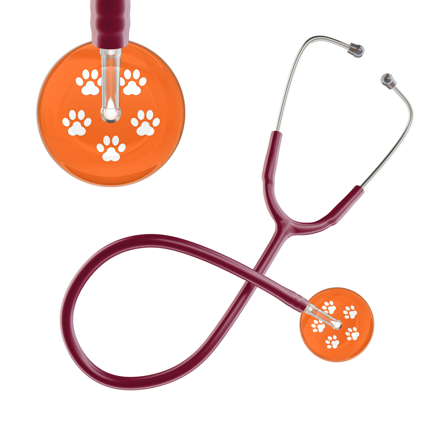 White Paw Print Dark Background Stethoscope