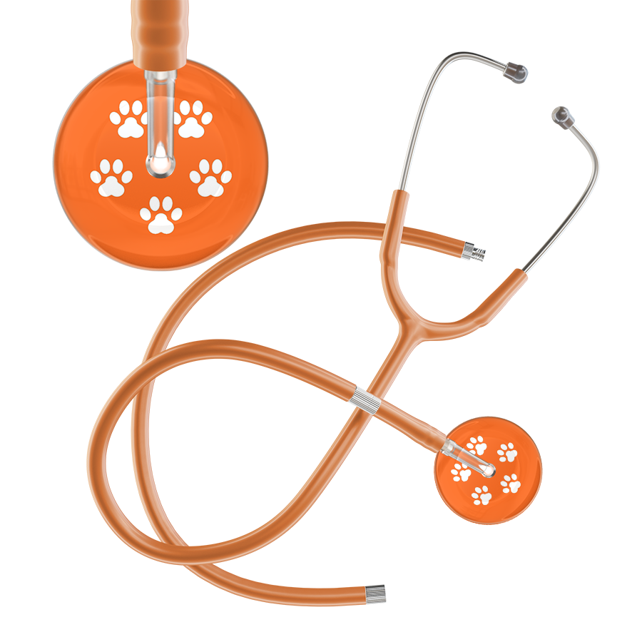 White Paw Print Dark Background Stethoscope