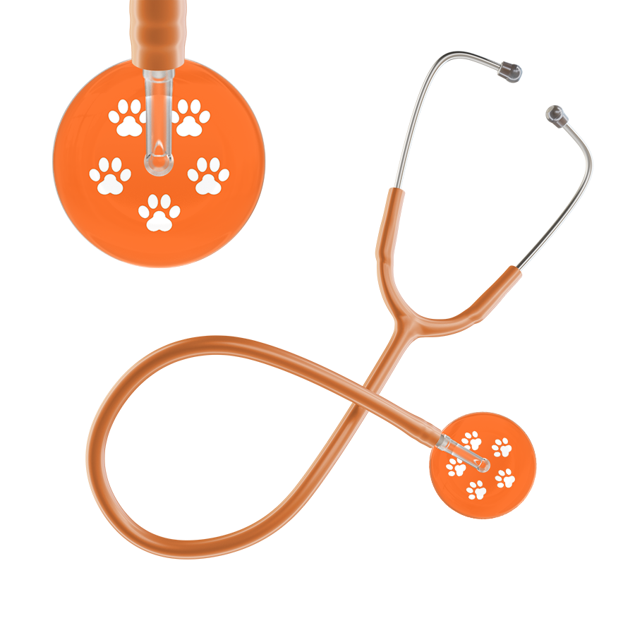 White Paw Print Dark Background Stethoscope