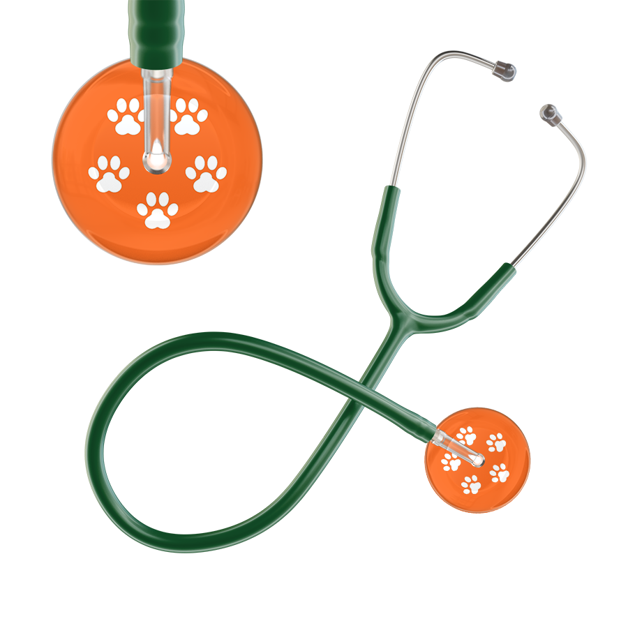 White Paw Print Dark Background Stethoscope
