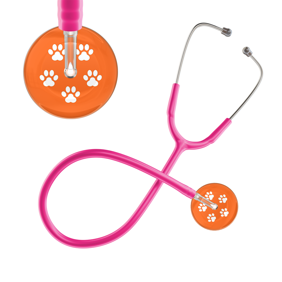 White Paw Print Dark Background Stethoscope