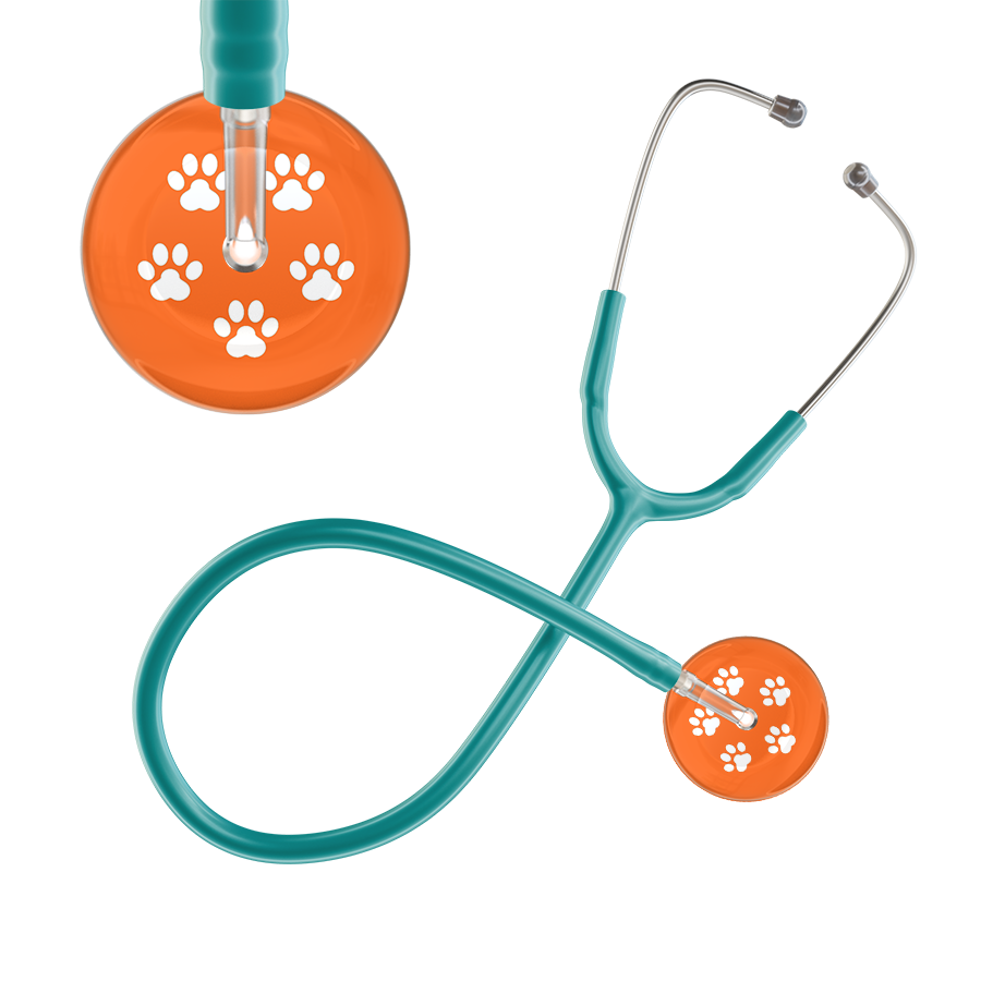 White Paw Print Dark Background Stethoscope