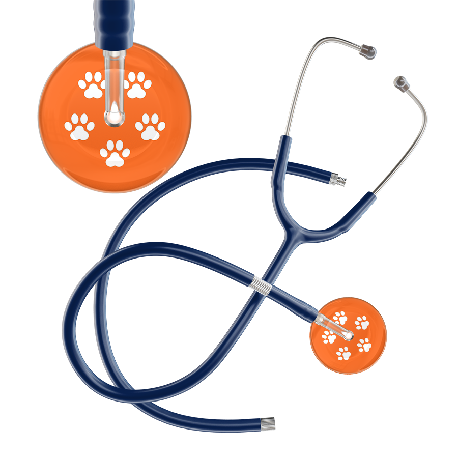 White Paw Print Dark Background Stethoscope