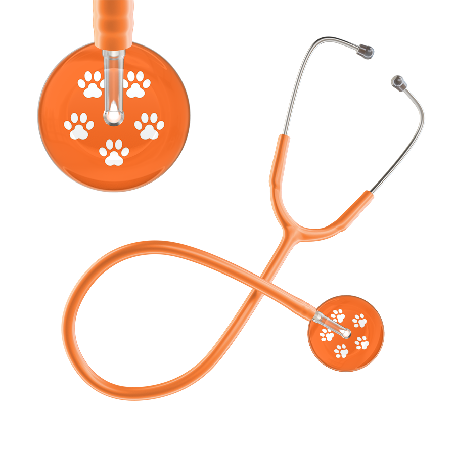 White Paw Print Dark Background Stethoscope