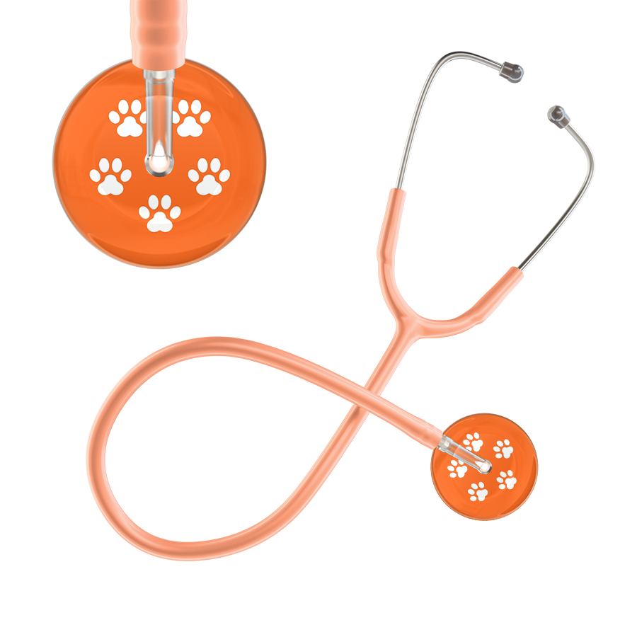 White Paw Print Dark Background Stethoscope